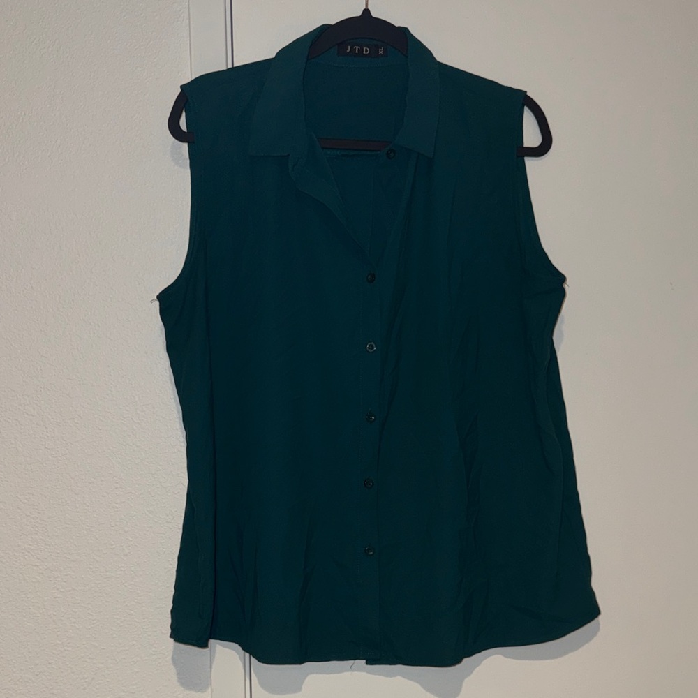 Women's Sleeveless Deep Green Blouse -XL